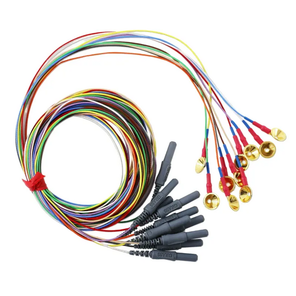 Electrodos Grass Gold Cup, cable de 61 cm, 10 unidades