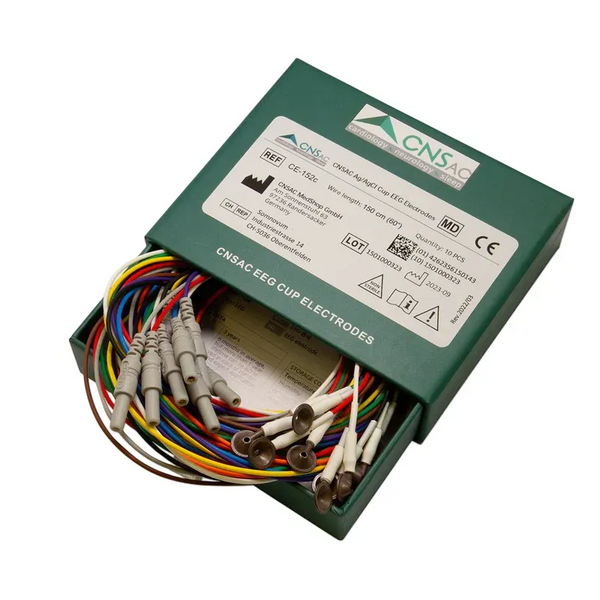 Electrodos de copa CNSAC de plata/cloruro de plata (Ag/AgCl), cable de 200 cm, 10 unidades